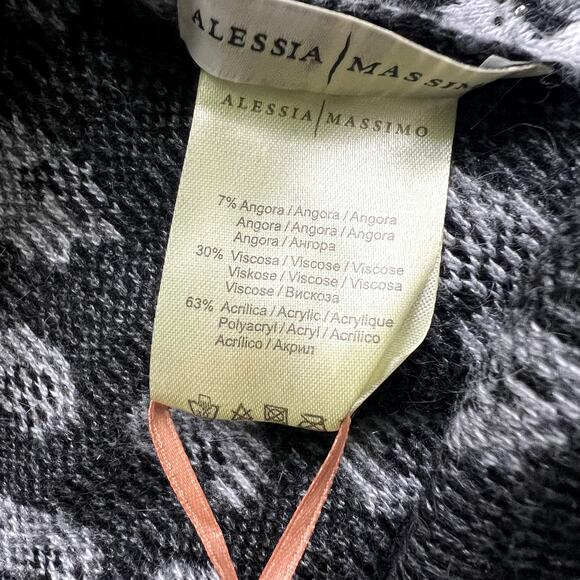 Alessia Massimo Leopard Angora Viscose Scarf Wrap Rhinestones NWT - Picture 6 of 6